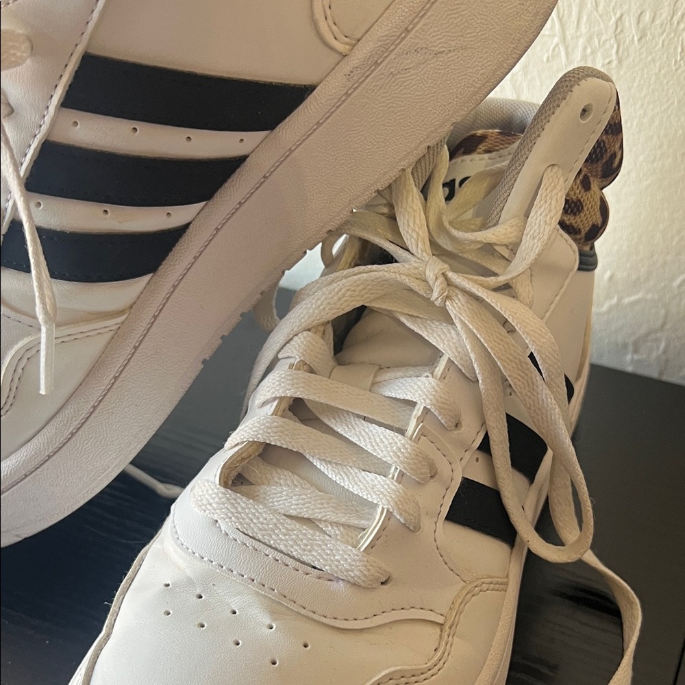 Adidas White and Black Sneakers with Leopard Detail - Picture 3 of 10